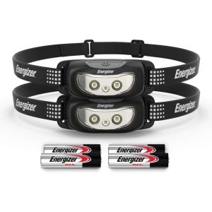 imageEnergizer Universal Plus LED Headlamp Lightweight Bright Headlamp for Outdoors Camping and Emergency Light for Adults and Kids Includes Batteries Pack of 2Black