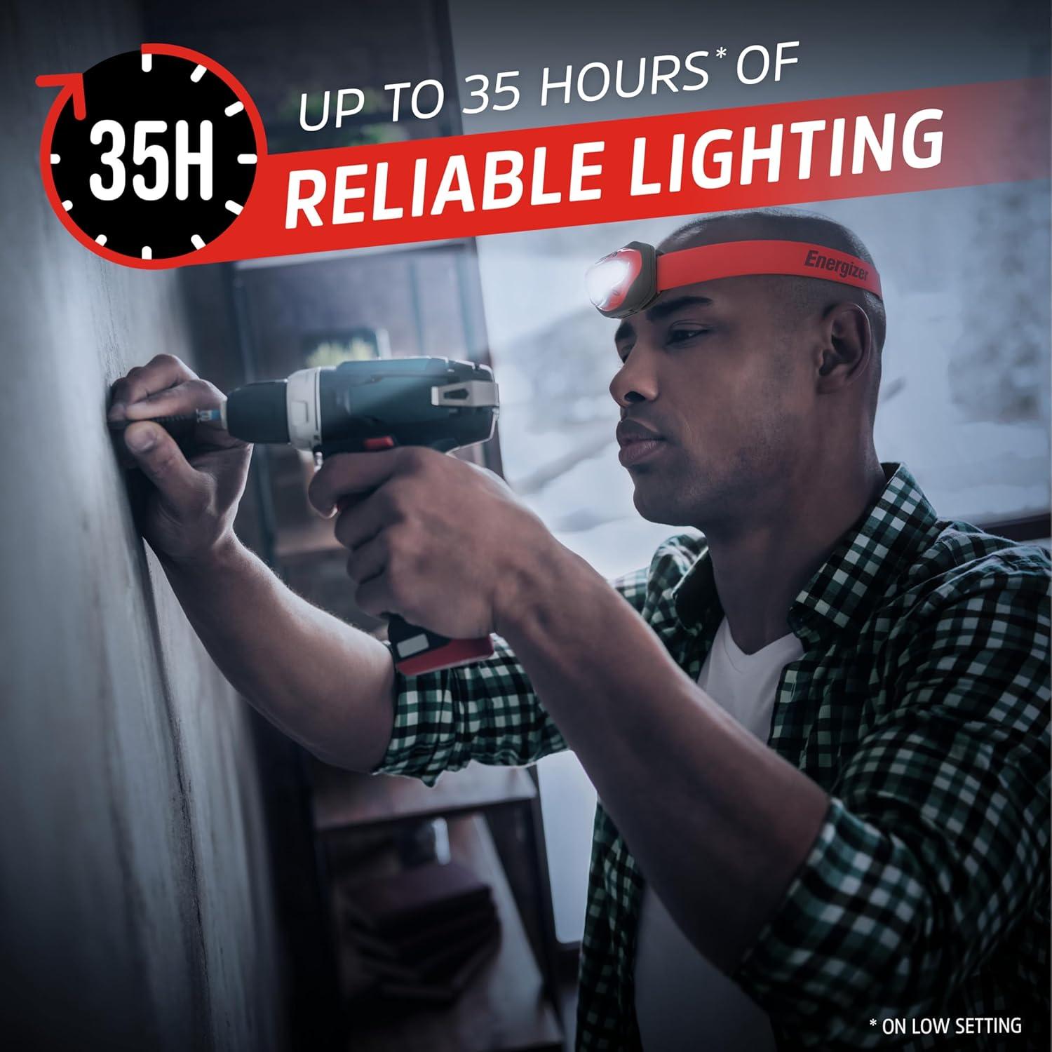 imageEnergizer LED Headlamp Pro260 Rugged IPX4 Water Resistant Head Light Ultra Bright Headlamps for Running Camping Outdoor Storm Power Outage Batteries Included