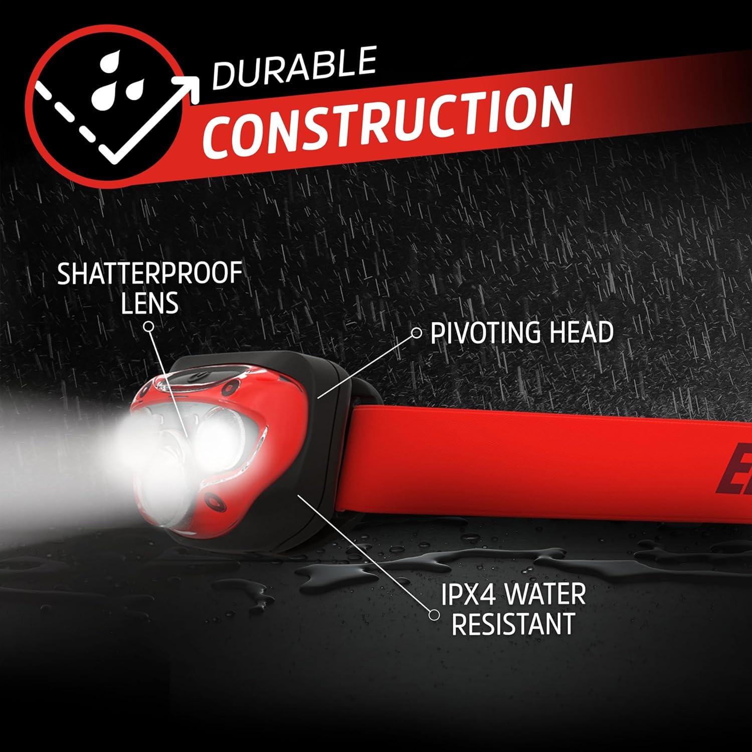 imageEnergizer LED Headlamp Pro260 Rugged IPX4 Water Resistant Head Light Ultra Bright Headlamps for Running Camping Outdoor Storm Power Outage Batteries Included