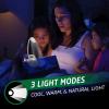 imageENERGIZER Rechargeable LED Book Light FLEX 3 Modes Warm Clip On Reading Light with Flexible Neck for Reading in Bed USB IncludedGray