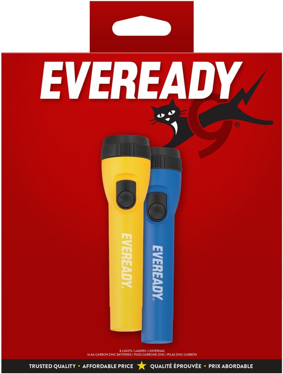 imageEveready LED Flashlight 8Pack Bright Reliable Flashlights for General Purpose Great for Camping Car Emergency Storm Power Outage Handheld Flashlight Batteries IncludedYellow  Blue
