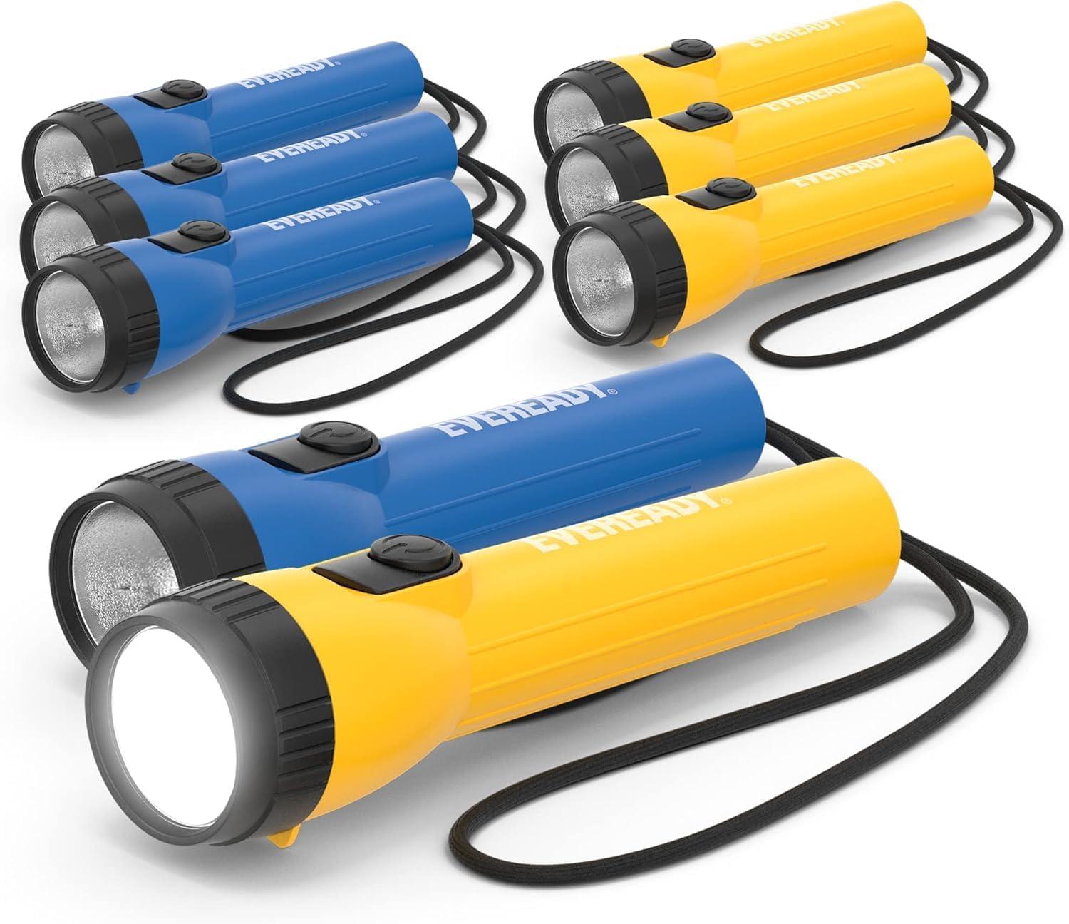 imageEveready LED Flashlight 8Pack Bright Reliable Flashlights for General Purpose Great for Camping Car Emergency Storm Power Outage Handheld Flashlight Batteries IncludedYellow  Blue