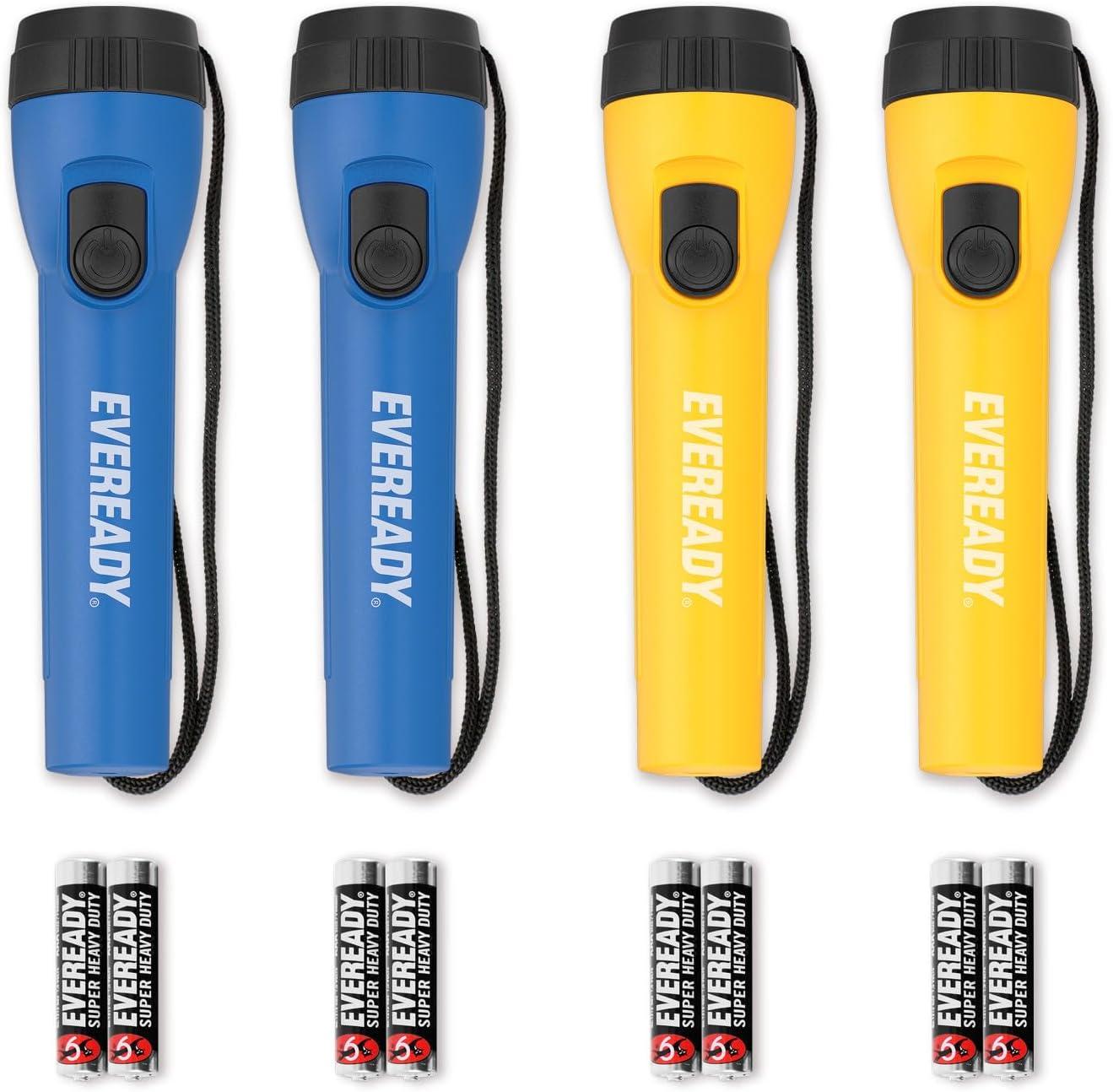 imageEveready LED Flashlight 8Pack Bright Reliable Flashlights for General Purpose Great for Camping Car Emergency Storm Power Outage Handheld Flashlight Batteries IncludedYellow  Blue
