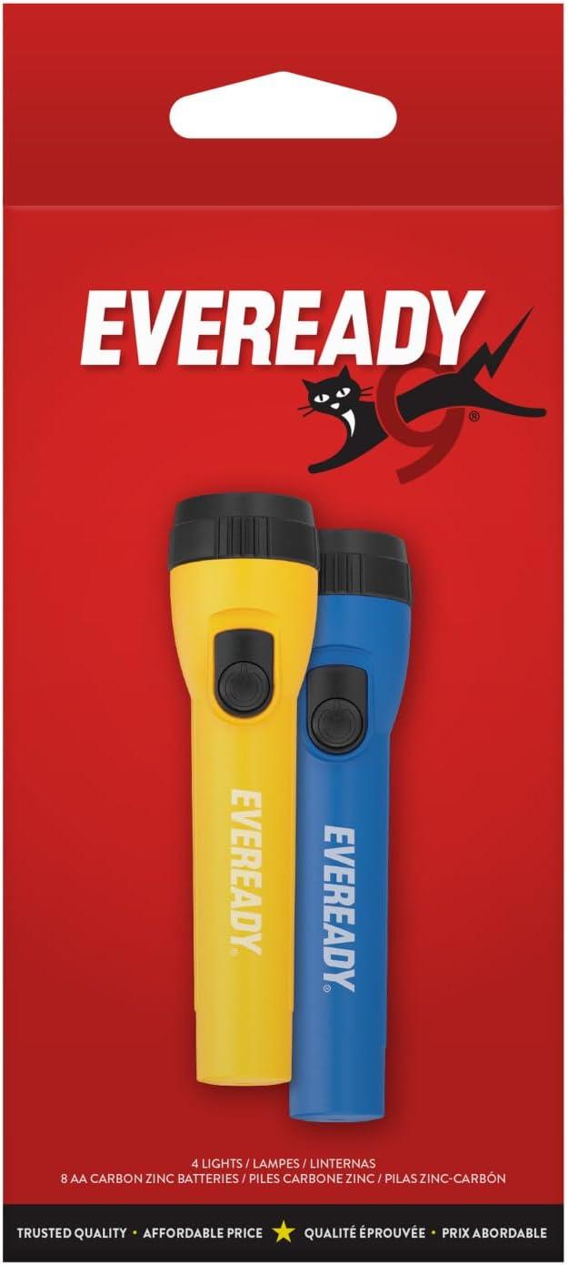 imageEveready LED Flashlight 8Pack Bright Reliable Flashlights for General Purpose Great for Camping Car Emergency Storm Power Outage Handheld Flashlight Batteries IncludedYellow  Blue