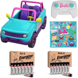 imageBarbie Hot Wheels RC SUV Plus Energizer AA and AAA Alkaline Batteries RemoteControl Pink Vehicle That Fits 2 Fashion Dolls ampamp Accessories Includes KidApplied Stickers for CustomizationSuv  Batteries
