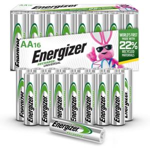 imageEnergizer Recharge Universal Rechargeable AA Batteries 16 Pack Double A Rechargeable BatteriesAA