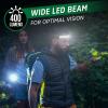 imageEnergizer Headlamp Rechargeable S400 LED WideBeam Head Light IPX4 Water Resistant Ultra Bright Headlamps for Camping Outdoors Emergency Power Outage USB Cable Included