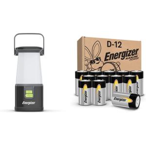 imageENERGIZER LED Camping Lantern 360 PRO IPX4 Water Resistant Tent Light Ultra Bright Battery Powered Lanterns amp D Batteries D Cell LongLasting Alkaline Power Batteries 12 CountPack of 1