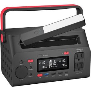 imageEnergizer 293W Portable Power Station Flashlight Lithium Solar Generator 120V300WPeak 600W Pure Sine Wave AC Outlet 60W USBC PD Case Outdoor Home Emergency Power Outage RV Camping CPAP