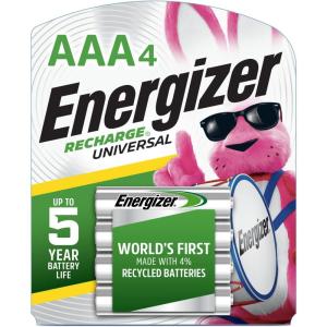 imageEnergizer Recharge Universal Rechargeable AAA Batteries 4 Pack Triple A Batteries