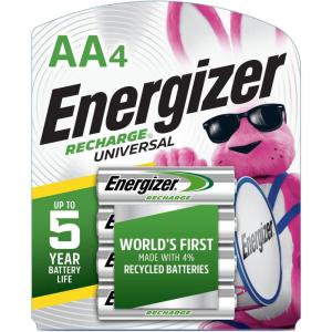imageEnergizer Rechargeable AA Batteries Recharge Universal AA Battery PreCharged 4 Count