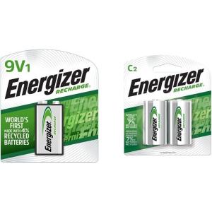 imageEnergizer Rechargeable C Batteries Recharge C Battery Precharged and Rechargeable 9V Battery Combo Pack 6 Count