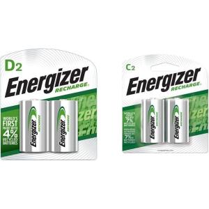imageEnergizer Rechargeable C and D Batteries Recharge C and D Battery Precharged Combo Pack 4 Count
