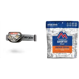 imageEnergizer Vision HD LED Headlamp Pack of 1 and Mountain House Chicken Teriyaki with Rice 2 Servings Backpacking Camping Food